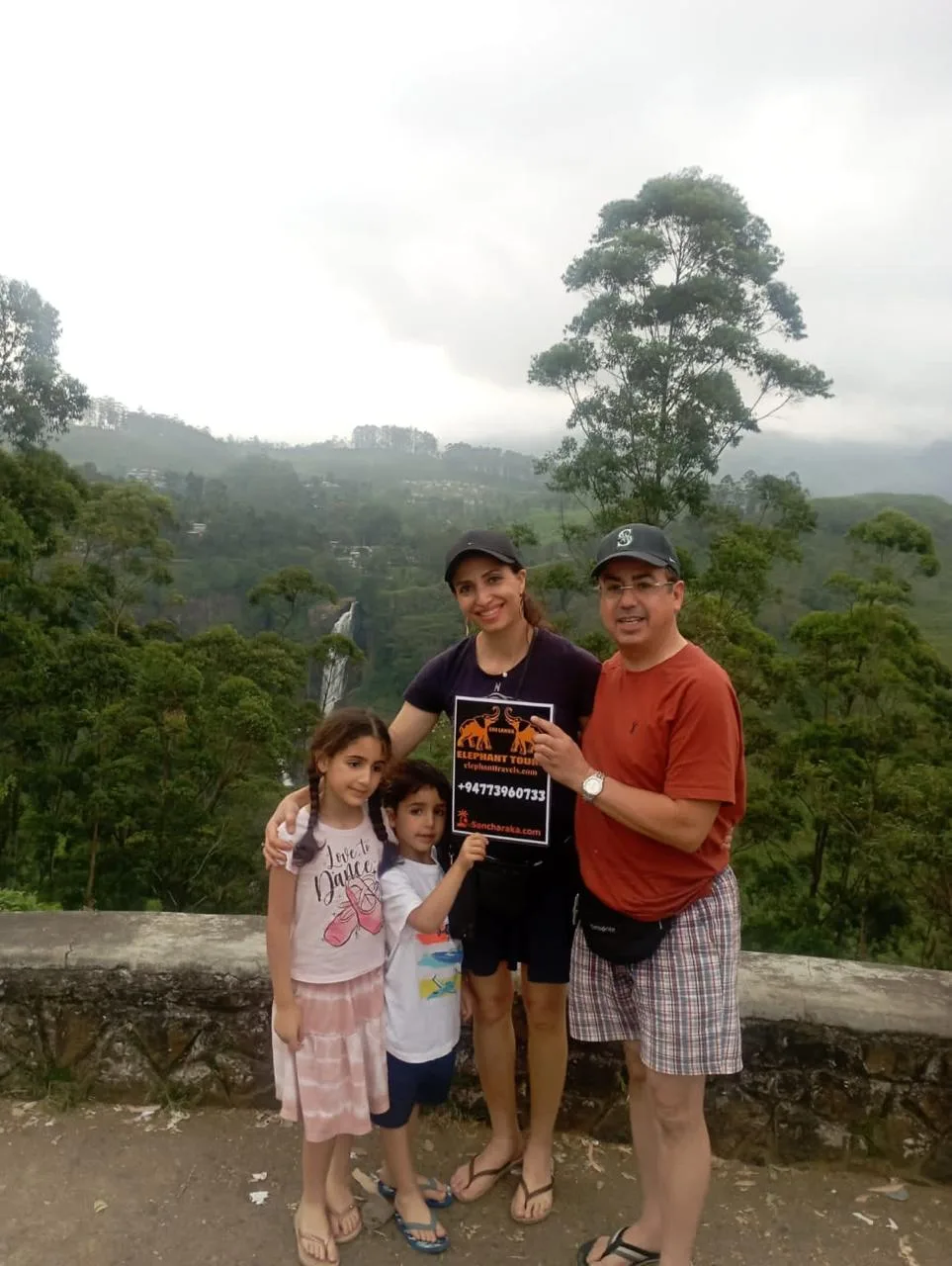 A family on a tailor-made Sri Lanka tour with Elephant Travels at a hill-country viewpoint